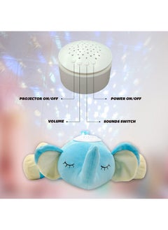 Linzy Toys Starry Night Baby Night Light With Projector With Soothing Sounds, Lullabies And White Noise Soother For Kids, Nursery Decor, Stuffed Animal Elephant (57802), Blue  - Image 3