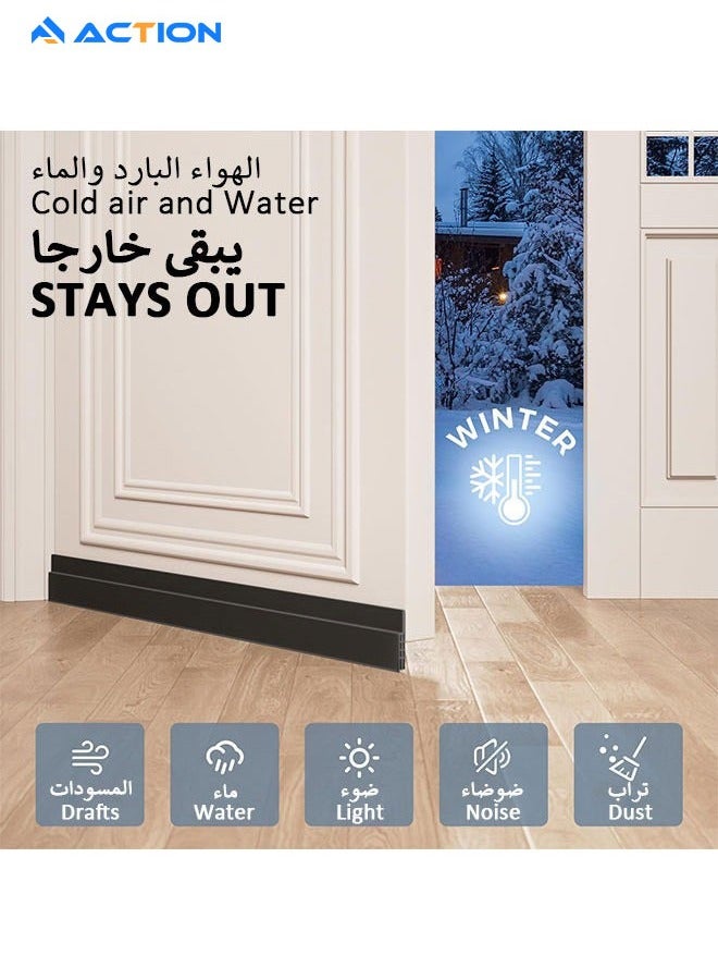 ACTION Door draught strip, 5*120m, cuttable soundproof door seal, sticky door seal, suitable for exterior and interior doors, dustproof, soundproof, weatherproof strip - black - Image 2