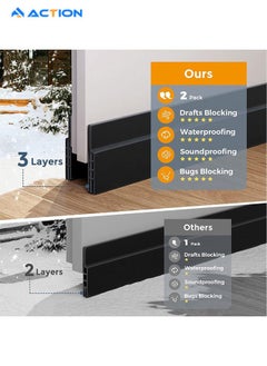 ACTION شريط مسودة البابDoor draught strip, 5*120m, cuttable soundproof door seal, sticky door seal, suitable for exterior and interior doors, dustproof, soundproof, weatherproof strip - black  - Image 3