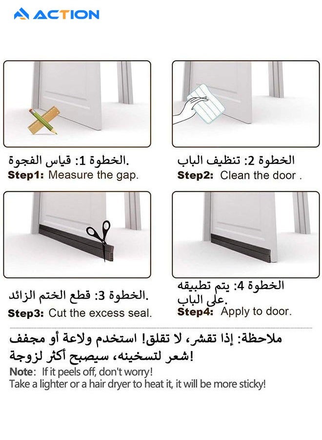 ACTION Door draught strip, 5*120m, cuttable soundproof door seal, sticky door seal, suitable for exterior and interior doors, dustproof, soundproof, weatherproof strip - black - Image 5