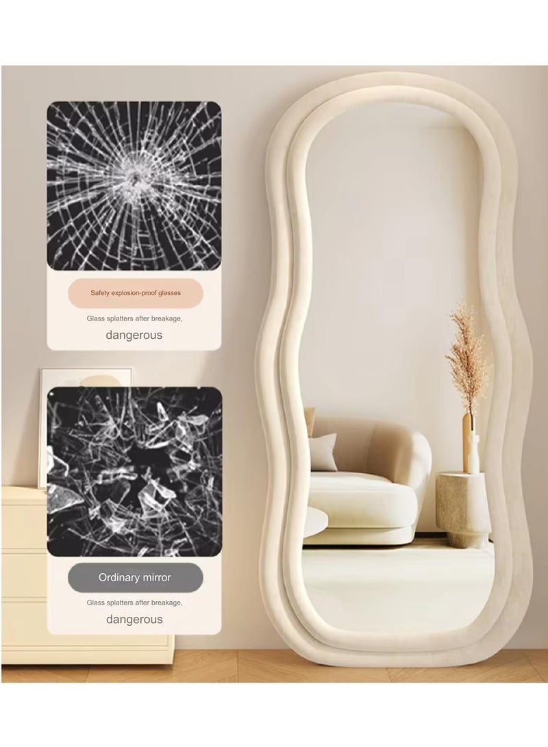 Blueland Full Length Mirror, HD Floor Standing Rounded, Wall Mount with Wooden Frame, Living Room Entrance Dressing Clothes Mirror - Image 3