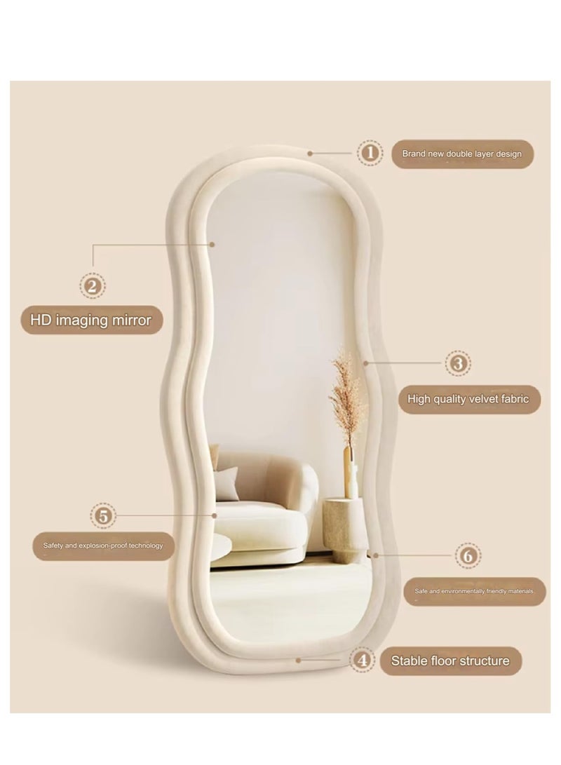 Blueland Full Length Mirror, HD Floor Standing Rounded, Wall Mount with Wooden Frame, Living Room Entrance Dressing Clothes Mirror - Image 4