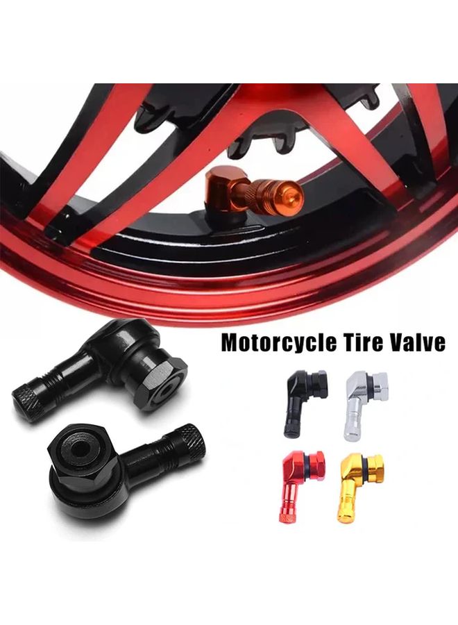 Aluminum Alloy Motorcycle Tire Valve Stems 90 Degree Angle Silvery Color 2pcs - Image 1