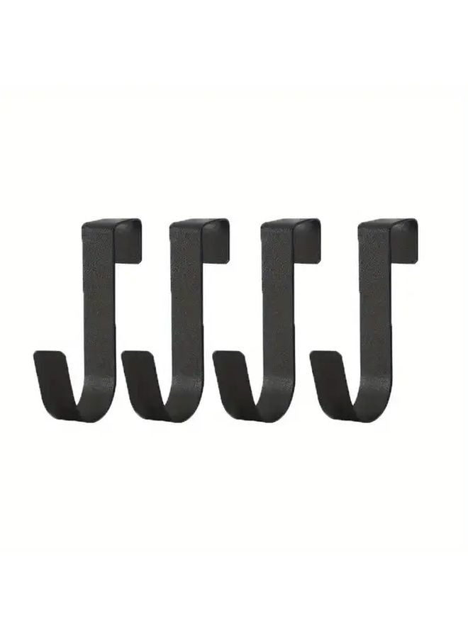 4Pcs Black Heavy Duty Over The Door Hooks No Tools Needed Space Saving Hangers - Image 1