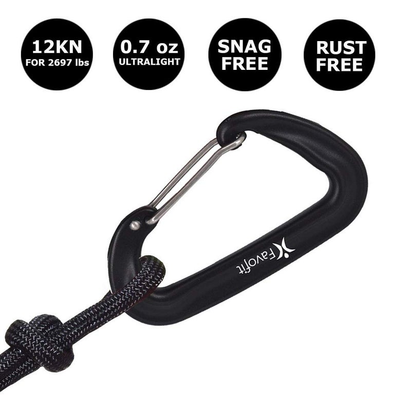 Favofit 12KN Heavy Duty Carabiner Clips - Favofit 3.2'' Small Carbineers for Hiking Camping Hammocks Keys Keychains Dog Leashes - Ideal for Outdoor Enthusiasts - Image 2