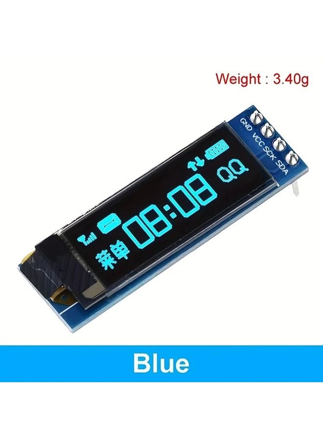 شاشة أوليد SSD1306 مقاس 0.91 بوصة بإضاءة خلفية زرقاء 128x32 واجهة I2C IIC متوافقة مع أردوينو راسبيري باي ESP32 - Image 1