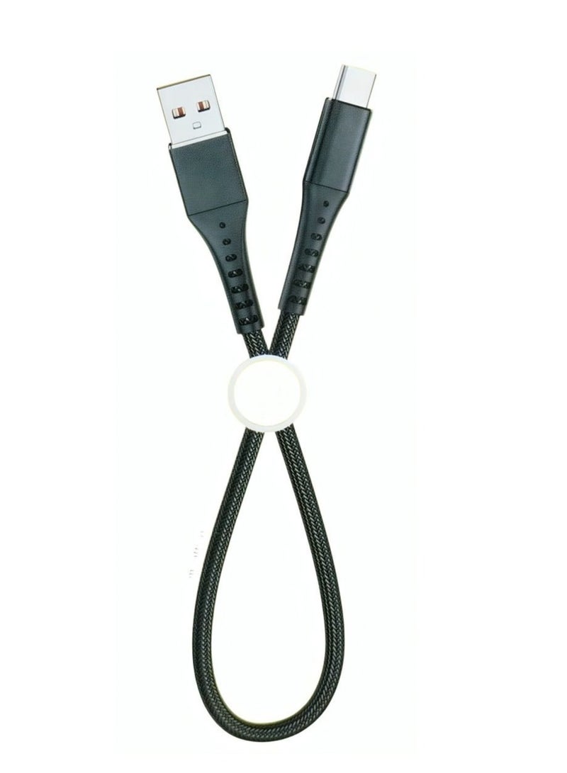 Micro USB Braided Nylon Charging Cable 30cm Black