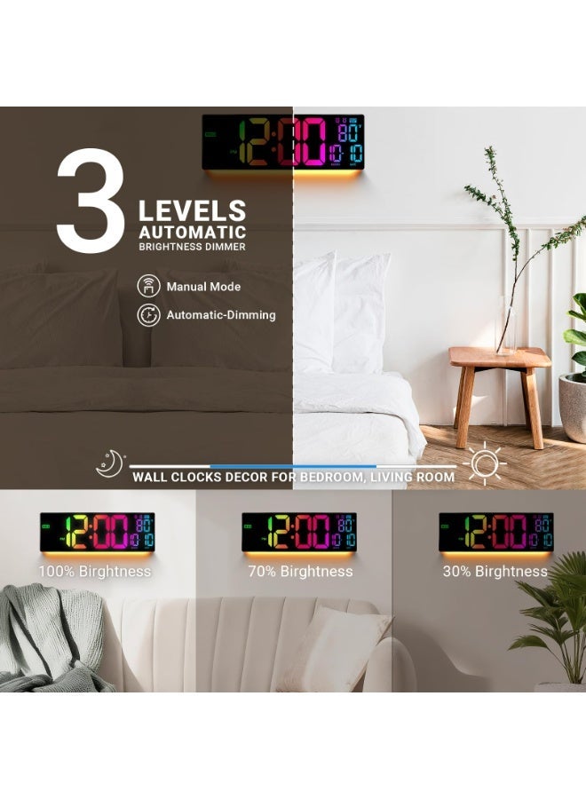 6.8 Inch Rechargeable LED Digital Alarm Clock With Colorful Night Light, Dual Alarms, Snooze, 12/24H Display, Built-In Battery And USB Charging For Bedroom Office - Image 5