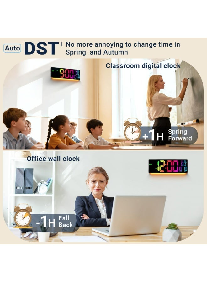 6.8 Inch Rechargeable LED Digital Alarm Clock With Colorful Night Light, Dual Alarms, Snooze, 12/24H Display, Built-In Battery And USB Charging For Bedroom Office - Image 4