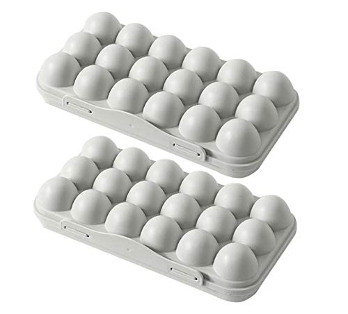 MAGHROLA 18 Grids Egg Holder with lid for RefrigeratorHomeoutdoor Compartment Egg Storage Box for Kitchen Buckle Design Egg Storage Box Freestanding Egg Tray Suitable for Home2 PCS Grey - Image 1