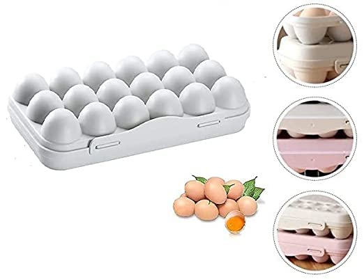 MAGHROLA 18 Grids Egg Holder with lid for RefrigeratorHomeoutdoor Compartment Egg Storage Box for Kitchen Buckle Design Egg Storage Box Freestanding Egg Tray Suitable for Home2 PCS Grey - Image 3