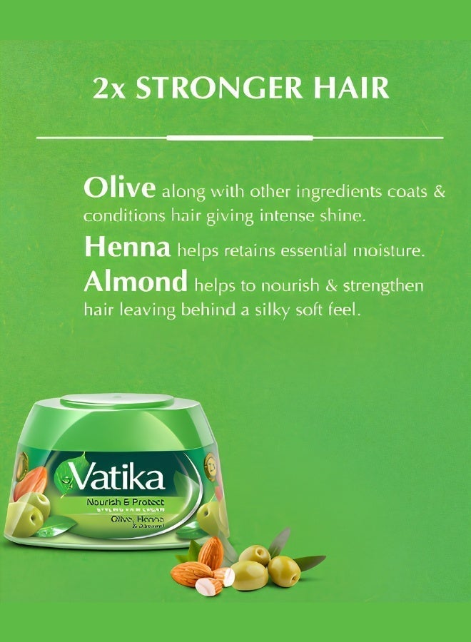 Vatika Naturals Nourish & Protect Styling Hair Cream, Enriched with Almond, Henna, and Aloe Vera to Moisturize and Enhance Shine, 225g - Image 3