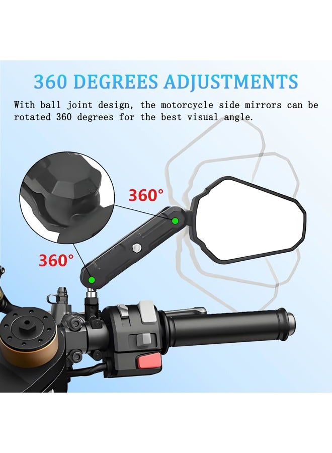 Scerymo Adventure Motorcycle Mirrors, Foldable Motorbike Rear View Side Mirror W/Ball-Head Universal 10MM 8MM Screw and 7/8" Handlebar for ATV ADV Street Dirt Bike Ebike Scooter Quad Off-Road-Motorcycles - Image 5