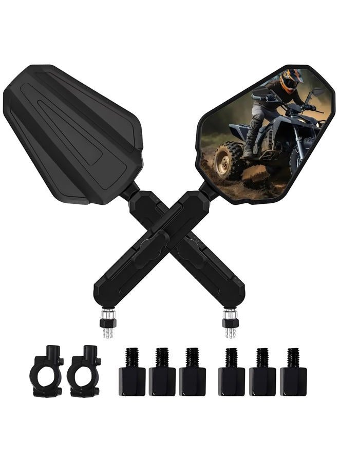 Scerymo Adventure Motorcycle Mirrors, Foldable Motorbike Rear View Side Mirror W/Ball-Head Universal 10MM 8MM Screw and 7/8" Handlebar for ATV ADV Street Dirt Bike Ebike Scooter Quad Off-Road-Motorcycles - Image 1