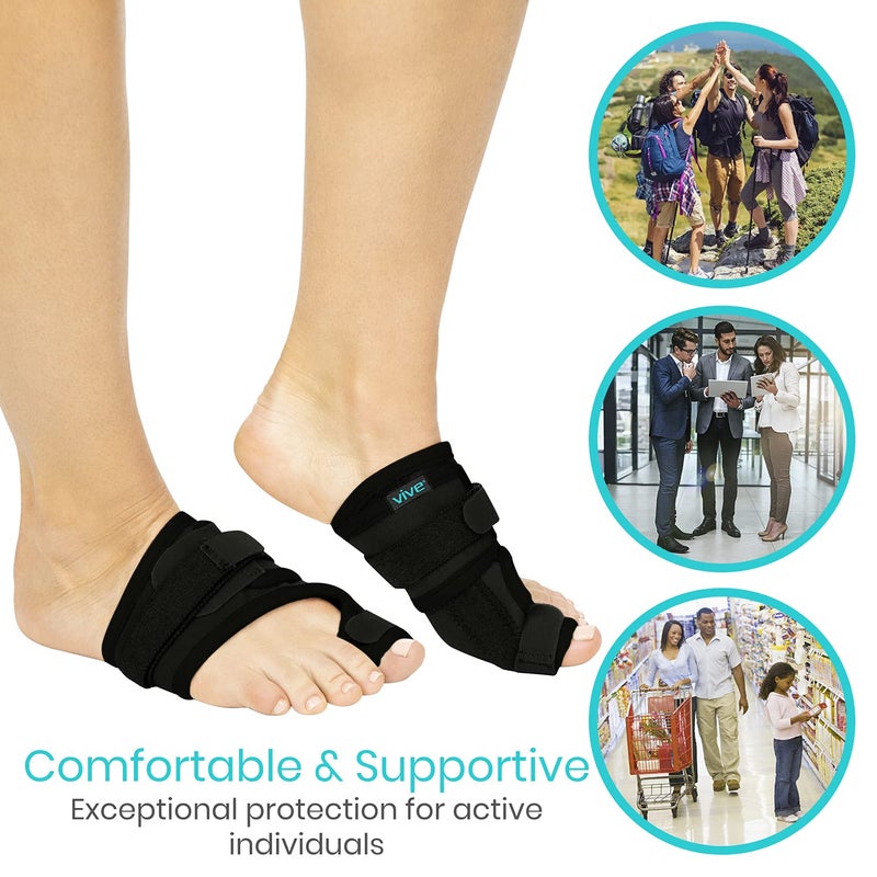 Vive Bunion Brace (Pair) - Big Toe Corrector Straightener with Splint - Hallux Valgus Pad, Joint Pain Relief, Alignment Treatment - Orthopedic Sleeve Foot Wrap Support for Men and Women (Black) - Image 3