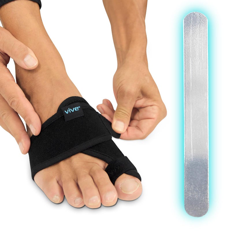 Vive Bunion Brace (Pair) - Big Toe Corrector Straightener with Splint - Hallux Valgus Pad, Joint Pain Relief, Alignment Treatment - Orthopedic Sleeve Foot Wrap Support for Men and Women (Black) - Image 1