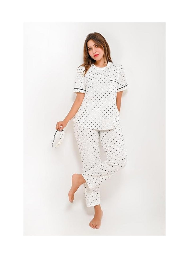 Summer Pajama - Tring Summer 2 Piece Pants & T-Shirt - Light Pajama With Modern Pattern - For All Day Comfort And Style - Image 1