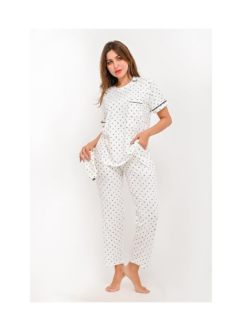 Summer Pajama - Tring Summer 2 Piece Pants & T-Shirt - Light Pajama With Modern Pattern - For All Day Comfort And Style - Image 2