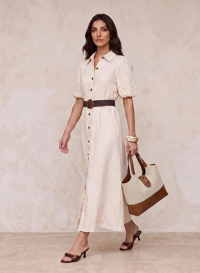 Splash FAV Basics Linen Shirt Dress with Belt