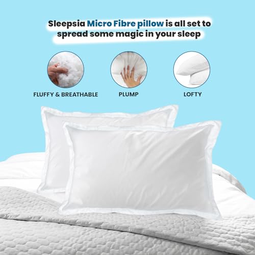 Sleepsia Microfiber Bed Pillow for Sleeping | Down Alternative Ultrasoft Cotton Washable Pillow | Soft Pillow (Hotel White Pack of 2) 16X24 - Image 3
