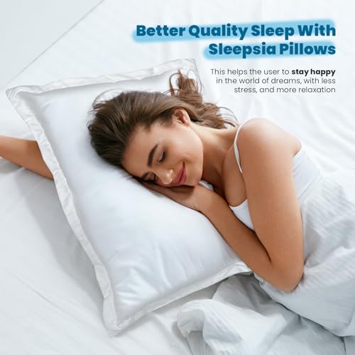 Sleepsia Microfiber Bed Pillow for Sleeping | Down Alternative Ultrasoft Cotton Washable Pillow | Soft Pillow (Hotel White Pack of 2) 16X24 - Image 4