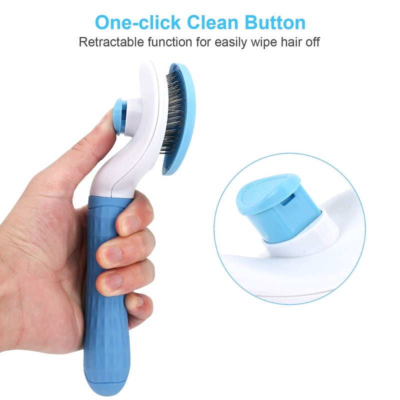 CARTIFY Self-Cleaning Slicker Pet Grooming Brush | Versatile and Efficient Pet Hair Cleaning Tool Suitable for Dogs, Cats, and All Other Pets | Easy-to-Use Rectangular Design for Effective Grooming and Shedding Control - Image 3