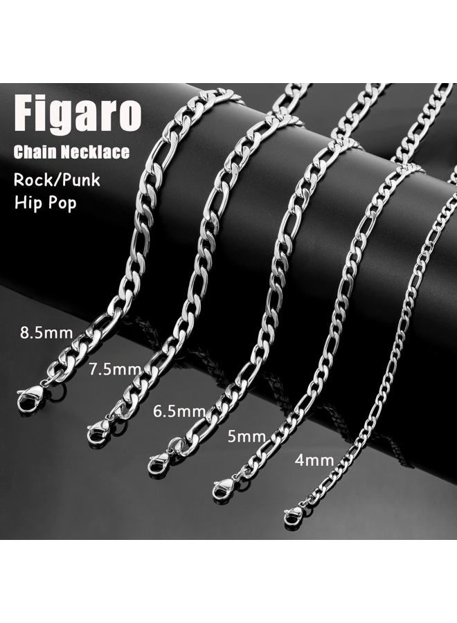 SANNYRA 16 Inches Figaro Chain Necklace 4MM Stainless Steel Figaro Link Chain for Men Women - Image 3