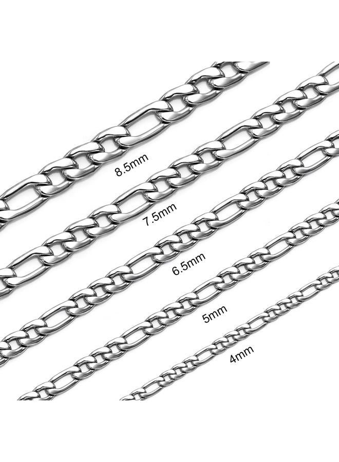 SANNYRA 16 Inches Figaro Chain Necklace 4MM Stainless Steel Figaro Link Chain for Men Women - Image 1