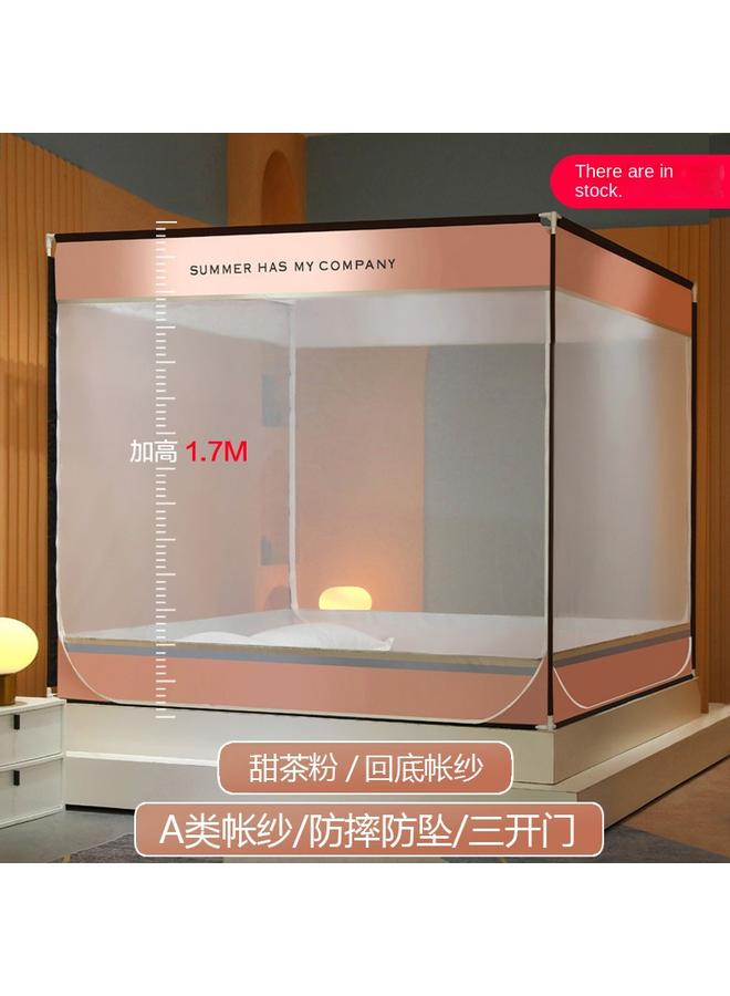 Bluejw 2022 Bed-style Square Top Anti-drop Mosquito Net Wholesale Three-door Zipper Seat Bed Tone Household Children's Anti-drop Text Tone - Image 1