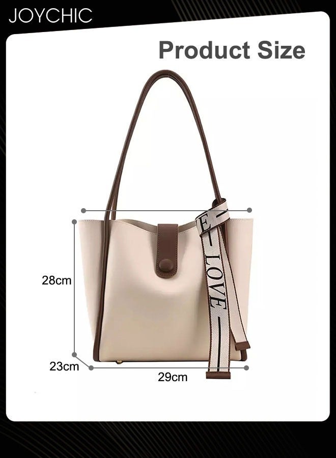 Joychic حقيبة كتف نسائية ريترو بسعة كبيرة من الجلد مقاومة للماء ومقاومة للاهتراء حقيبة يد للسيدات حقيبة كروس بودي للسفر والعمل اليومي بيضاء - Image 5