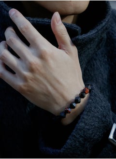 AWNL Woven Drawstring Bracelet With Dark Multicolor Gemstones  - Image 1