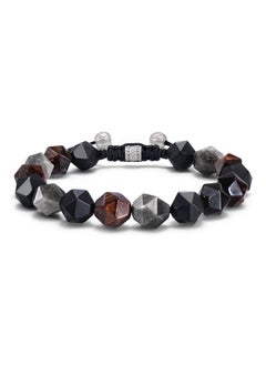 AWNL Woven Drawstring Bracelet With Dark Multicolor Gemstones  - Image 5