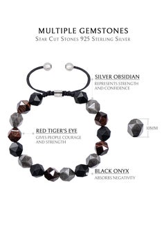 AWNL Woven Drawstring Bracelet With Dark Multicolor Gemstones  - Image 3
