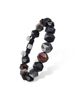 AWNL Woven Drawstring Bracelet With Dark Multicolor Gemstones  - Image 4