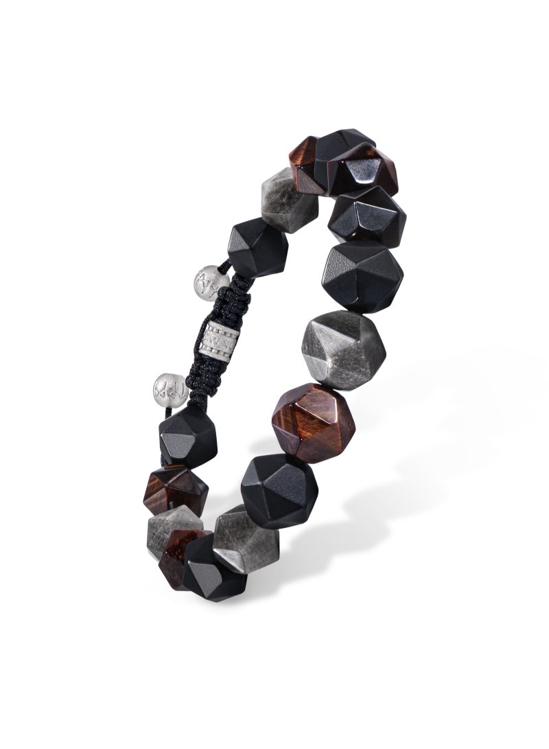 AWNL Woven Drawstring Bracelet With Dark Multicolor Gemstones - Image 4