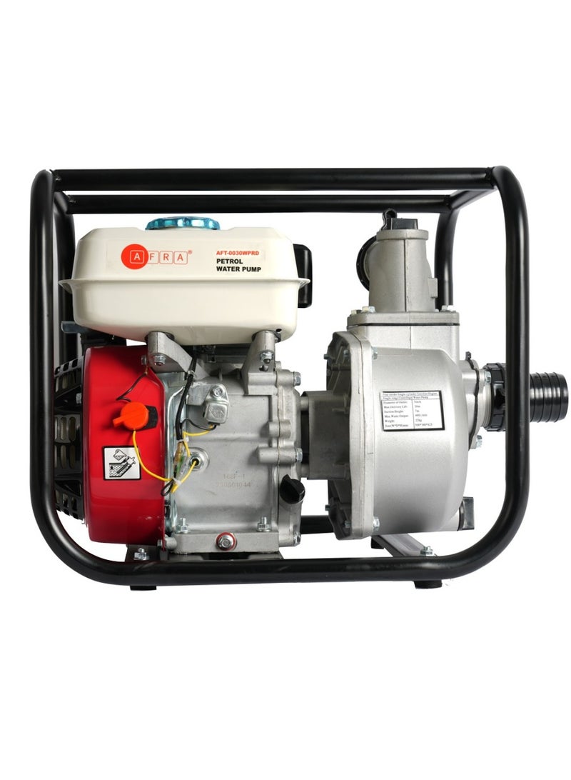 Afra Petrol Water Pump 3 Inch Outlet 6.5hp Recoil Start 168FB Engine Low Noise  Accessories Included - Image 1