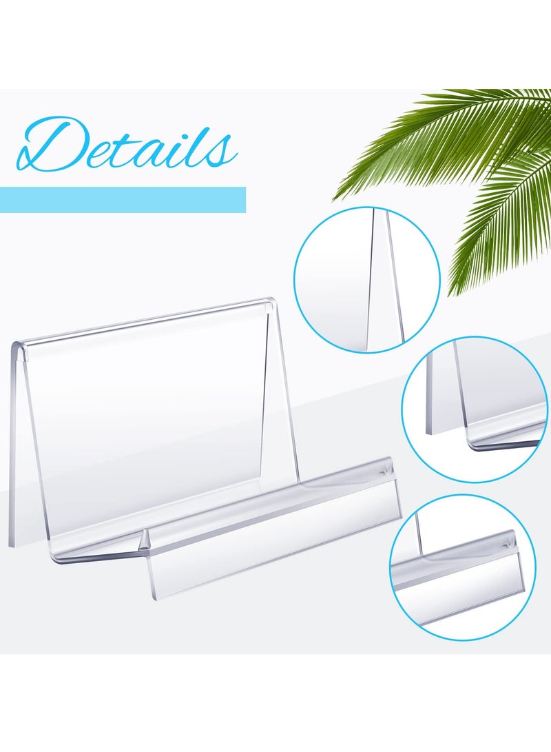 SOLARAE حامل عرض المحفظة، حامل عرض المحفظة الأكريليكي الشفاف، حامل عرض المجوهرات، حامل عرض حقيبة اليد، منظم المحفظة الأكريليكي لحقائب الهاتف، بطاقات، متجر مستحضرات التجميل، 5.5 × 3.3 × 3 بوصة (4 قطع) - Image 5
