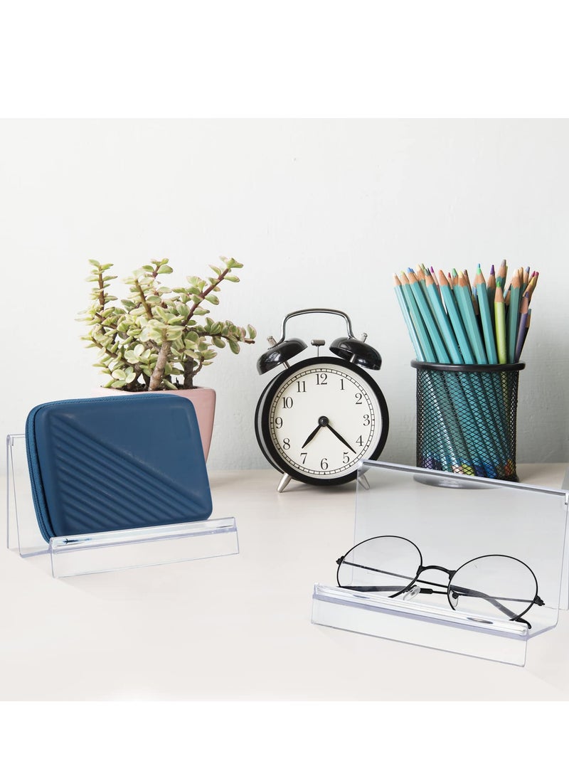 SOLARAE حامل عرض المحفظة، حامل عرض المحفظة الأكريليكي الشفاف، حامل عرض المجوهرات، حامل عرض حقيبة اليد، منظم المحفظة الأكريليكي لحقائب الهاتف، بطاقات، متجر مستحضرات التجميل، 5.5 × 3.3 × 3 بوصة (4 قطع) - Image 3