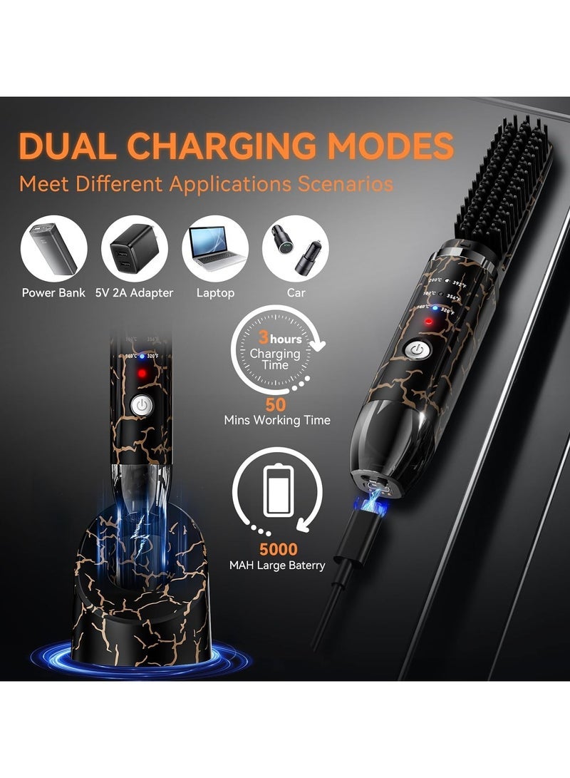 general Beard Straightening Heat Brush for Men Cordless Beard and Hair Straightener Mini and Anti-Scald Auto Shut Off - Image 4