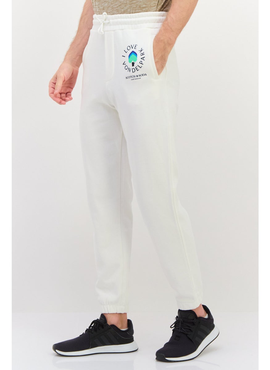 Scotch & Soda Men Regular Fit Brand Logo Jogger Pants, White  - Image 2