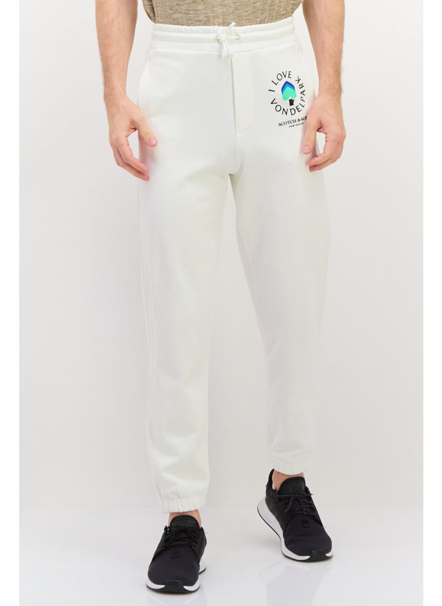 Scotch & Soda Men Regular Fit Brand Logo Jogger Pants, White  - Image 1