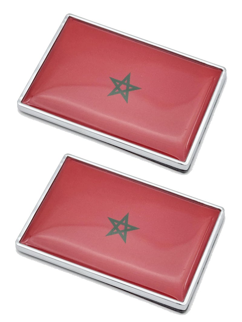 LLBFHH 2 Pcs 3D Morocco Moroccans Flag Metal Car Stickers Chrome Decals23 x 16 Inch Metal Truck StickersPatriotic Car Motorcycle Emblem - Image 3