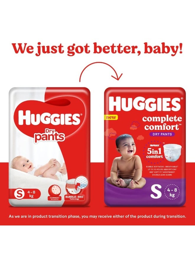 Huggies Complete Comfort Dry Pants Small (S) Size Baby Diaper Pants, 32 count, with 5 in 1 Comfort - Image 2
