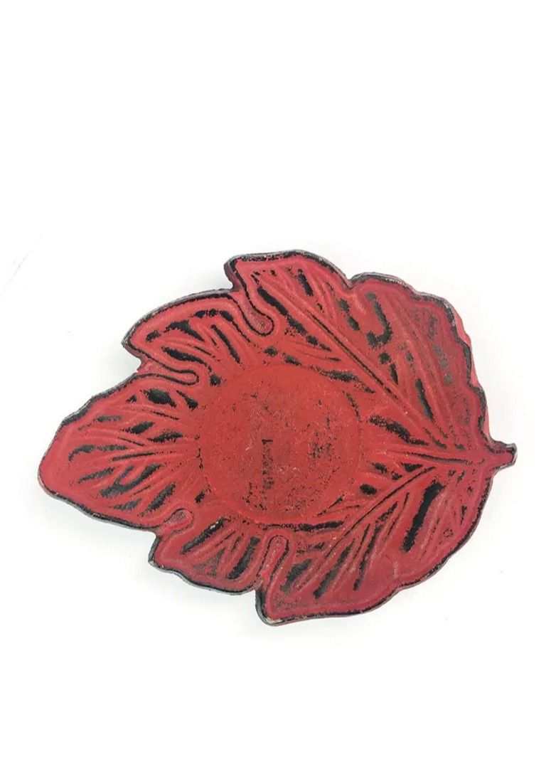 Tealand Durable Enameled  Coated Cast Iron Tea Cup & Leaf Saucer For Homes or Restaurants 0.1L Red - Image 2
