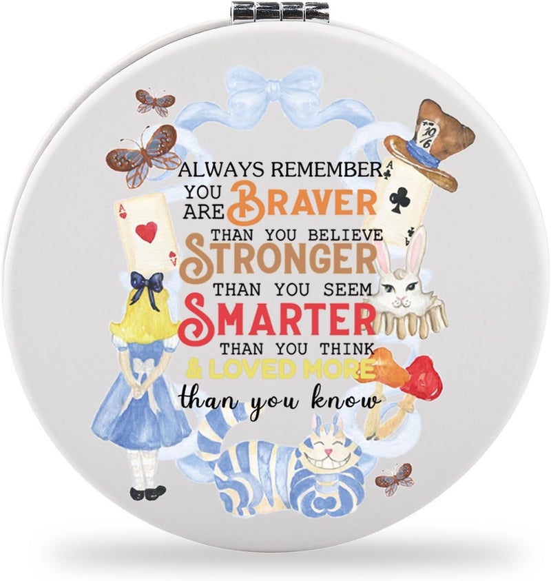 SEIRAA Alice Pocket Mirror Wonderland Compact Mirror Alice Fairy Gifts Cheshire Cat Makuep Mirror Wonderland Folding Mirror (Rabbit Cat)