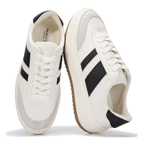 Project Cloud Platform Sneakers for Women - Lightweight Memory Foam Insole Womens Sneakers - Non-Slip Fashion Sneakers for Women Footwear - Women's Fashion Platform Shoes (Nita, White, 10) - Image 1