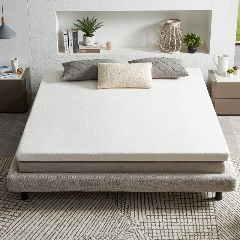 RECCI Memory Foam Mattress Topper for College Dorm PressureRelieving Mattress Topper for Back Pain NonSlip Design with Removable  Washable Cover CertiPURUS Certified 2 Inch TwinXL