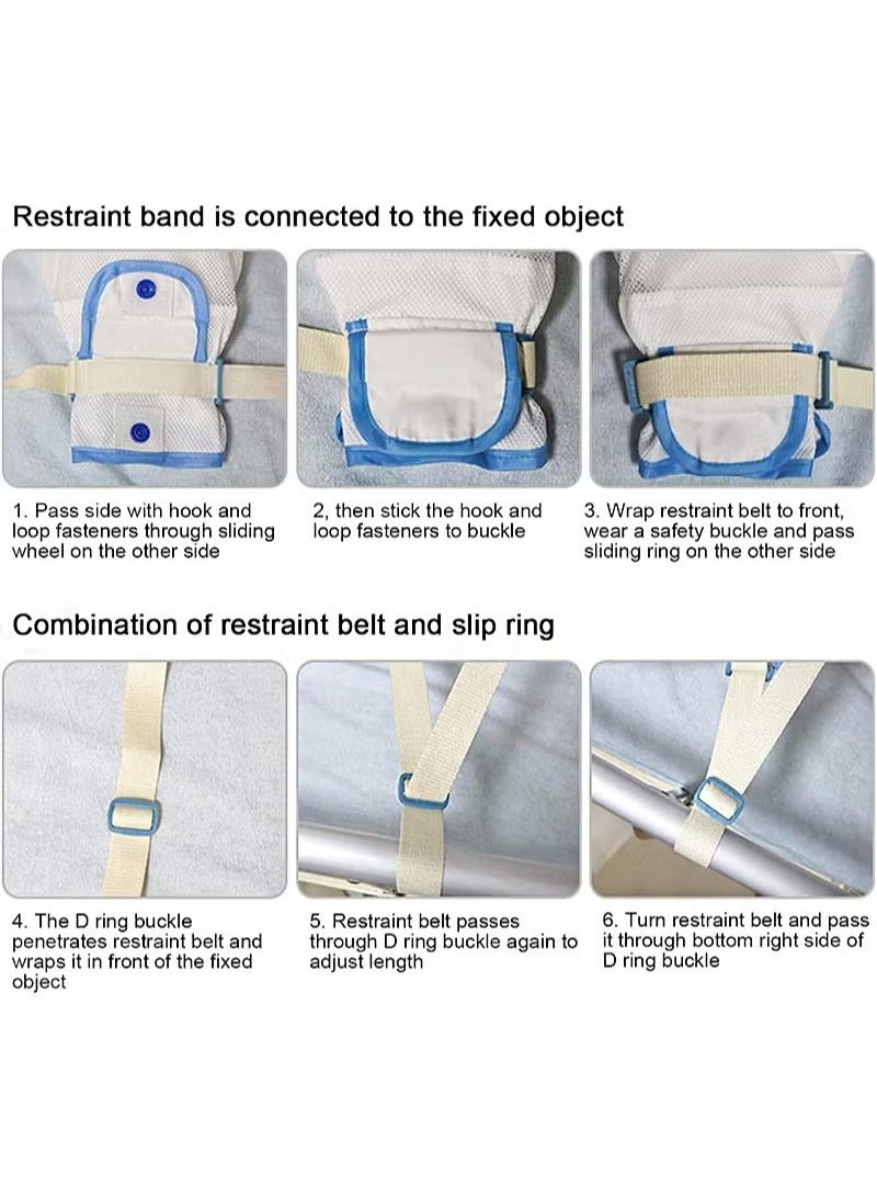 GMORO Medical Double Security Mitts Breathable Hand Restraints Safety Mitts Glove for Elderly & Medical Procedures with Extra Padding for Comfort & Protection  - Image 5