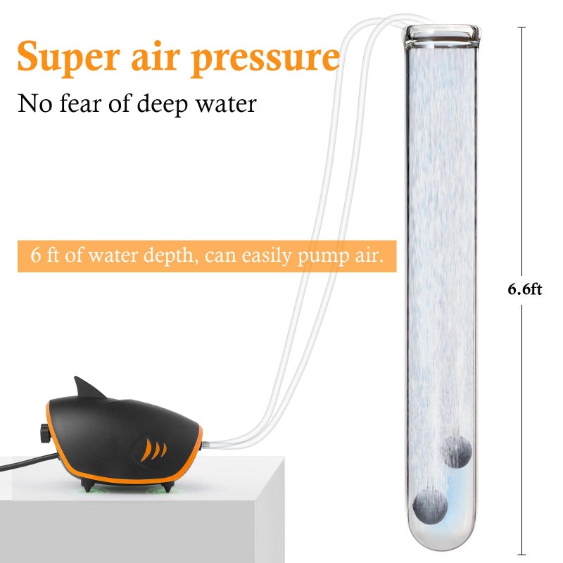 HITOP 4W 110GPH Powerful Aquarium Air Pump: Quiet 2-outlets Aquarium Aerator, Adjustable Fish Tank Air Pump with Accessories, for 20-200 Gallon Tank - Image 5