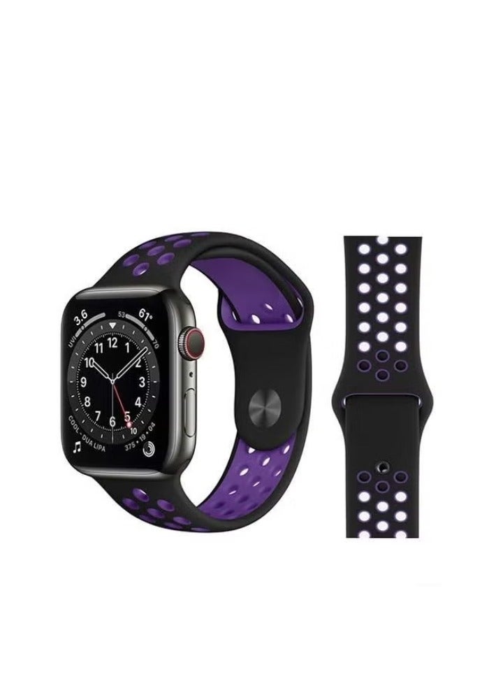 vesus Replacement Band For Apple Watch Series 6/SE/5/4/3/2/1 Black Purple